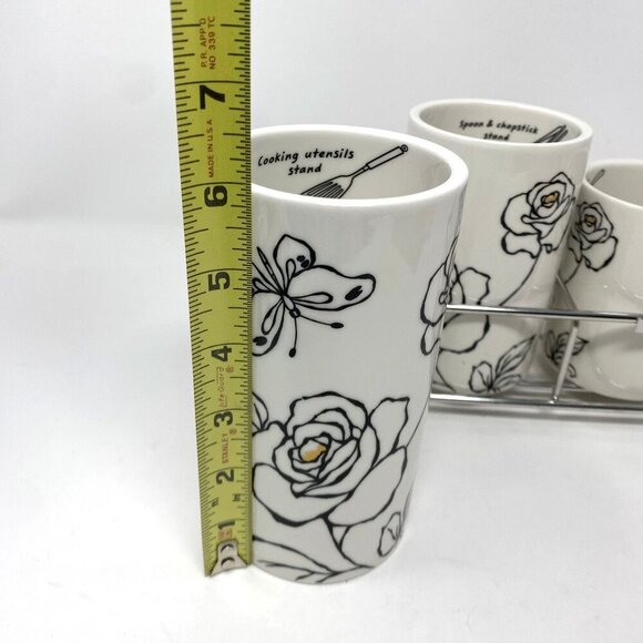 Chulkart Minceramics Korean Made Set of 3 Utensil Holders Silver Carryall NWT - Picture 8 of 12